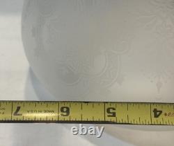 Vintage Satin Etched Globe Cranberry Ruffle Top Oil Lamp Tulip Shade 3 Fitter