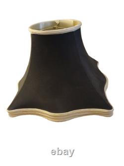 Vintage Scaloped Bell Lamp Shade Braided Trim Blac Hollywood Regency Ht 12W16