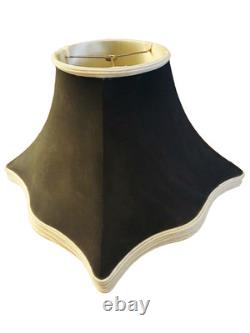 Vintage Scaloped Bell Lamp Shade Braided Trim Blac Hollywood Regency Ht 12W16