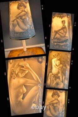 Vintage Schierholz German Porcelain Nude Figural Lamp Lithophane Shade 19