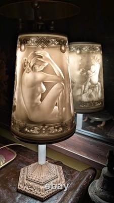 Vintage Schierholz German Porcelain Nude Figural Lamp Lithophane Shade 19