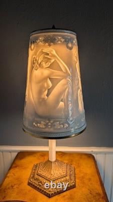 Vintage Schierholz German Porcelain Nude Figural Lamp Lithophane Shade 19
