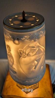 Vintage Schierholz German Porcelain Nude Figural Lamp Lithophane Shade 19