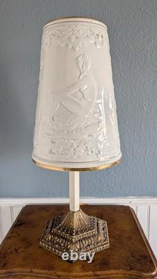 Vintage Schierholz German Porcelain Nude Figural Lamp Lithophane Shade 19
