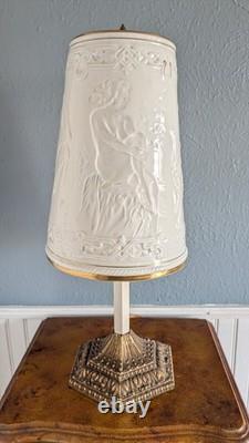 Vintage Schierholz German Porcelain Nude Figural Lamp Lithophane Shade 19