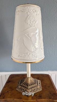 Vintage Schierholz German Porcelain Nude Figural Lamp Lithophane Shade 19