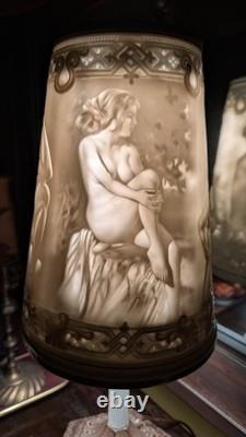 Vintage Schierholz German Porcelain Nude Figural Lamp Lithophane Shade 19
