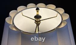 Vintage Sculptured Italian Alabaster Table Lamp withBirds-Vertical Scalloped Shade