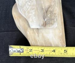 Vintage Sculptured Italian Alabaster Table Lamp withBirds-Vertical Scalloped Shade