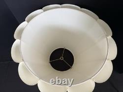 Vintage Sculptured Italian Alabaster Table Lamp withBirds-Vertical Scalloped Shade