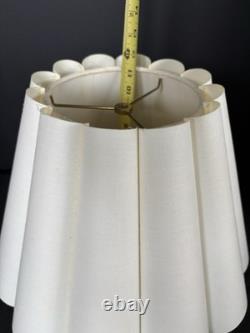 Vintage Sculptured Italian Alabaster Table Lamp withBirds-Vertical Scalloped Shade