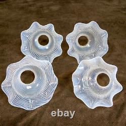 Vintage Set 5 Chandelier Globes Shades Opalescent Swirl Glass Handmade Stunning