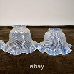 Vintage Set 5 Chandelier Globes Shades Opalescent Swirl Glass Handmade Stunning