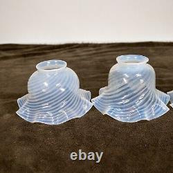 Vintage Set 5 Chandelier Globes Shades Opalescent Swirl Glass Handmade Stunning