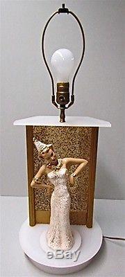 Vintage Set MOSS BALI DANCER SPINNER LAMPS Lucite Parchment Shade Yona Schoop