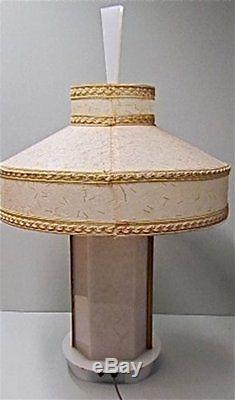 Vintage Set MOSS BALI DANCER SPINNER LAMPS Lucite Parchment Shade Yona Schoop
