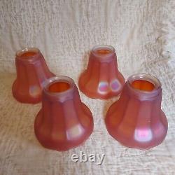 Vintage Set Of 2 1/4 Frosted Iridescent Hanging Light Shades