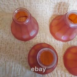 Vintage Set Of 2 1/4 Frosted Iridescent Hanging Light Shades