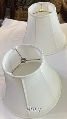 Vintage Set Of 2 Round Bell Lamp Shades Matching Silky White 10Tall 14 B 7 T