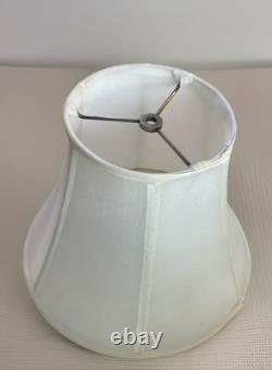 Vintage Set Of 2 Round Bell Lamp Shades Matching Silky White 10Tall 14 B 7 T