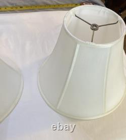 Vintage Set Of 2 Round Bell Lamp Shades Matching Silky White 10Tall 14 B 7 T