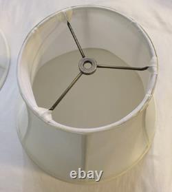 Vintage Set Of 2 Round Bell Lamp Shades Matching Silky White 10Tall 14 B 7 T