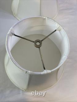 Vintage Set Of 2 Round Bell Lamp Shades Matching Silky White 10Tall 14 B 7 T