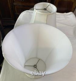Vintage Set Of 2 Round Bell Lamp Shades Matching Silky White 10Tall 14 B 7 T