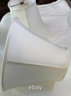Vintage Set Of 2 Round Bell Lamp Shades Matching Silky White 10Tall 14 B 7 T