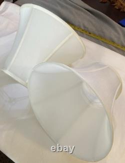 Vintage Set Of 2 Round Bell Lamp Shades Matching Silky White 10Tall 14 B 7 T