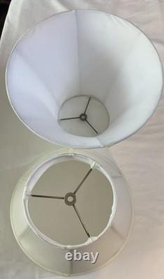 Vintage Set Of 2 Round Bell Lamp Shades Matching Silky White 10Tall 14 B 7 T