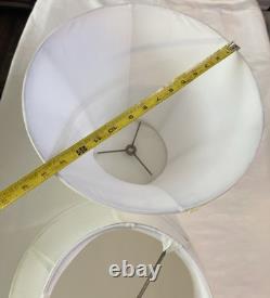 Vintage Set Of 2 Round Bell Lamp Shades Matching Silky White 10Tall 14 B 7 T