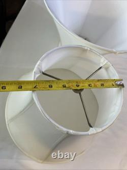 Vintage Set Of 2 Round Bell Lamp Shades Matching Silky White 10Tall 14 B 7 T