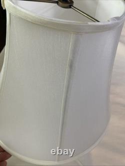 Vintage Set Of 2 Round Bell Lamp Shades Matching Silky White 10Tall 14 B 7 T