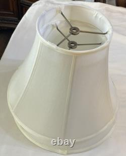 Vintage Set Of 2 Round Bell Lamp Shades Matching Silky White 10Tall 14 B 7 T