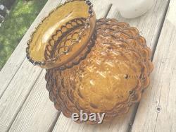 Vintage Set Of 5 Fenton 7 Amber Diamond Quilted Beaded Glass Lamp Shade Sets