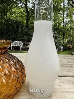 Vintage Set Of 5 Fenton 7 Amber Diamond Quilted Beaded Glass Lamp Shade Sets