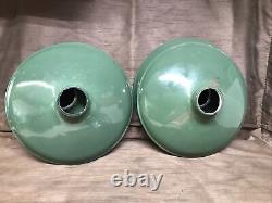 Vintage Set Of 5 Green 10 Gas Station Barn Porcelain Lamp Shades