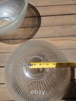 Vintage Set of 3 Clear Ribbed Holophane Glass Round Globe Light Shades Pendants