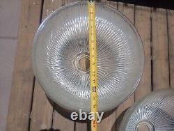 Vintage Set of 3 Clear Ribbed Holophane Glass Round Globe Light Shades Pendants