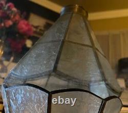 Vintage Set of 5, Capiz Shell Lamp Shades Beautiful Tiffany Style Etched