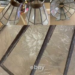 Vintage Set of 5, Capiz Shell Lamp Shades Beautiful Tiffany Style Etched