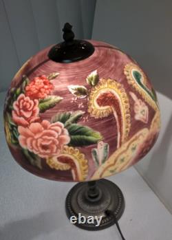 Vintage Shade Reverse Painted Roses Floral Lamp