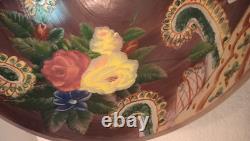 Vintage Shade Reverse Painted Roses Floral Lamp