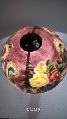 Vintage Shade Reverse Painted Roses Floral Lamp