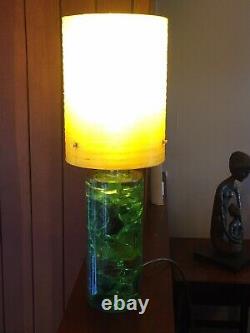 Vintage Shatterline Lamp in Light Green with Yellow Spun Fibreglass Shade