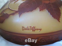 Vintage Signed Dale Tiffany Cranberry Flowered Cameo Lamp Shade