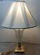 Vintage Signed Waterford Crystal & Brass Pompeii Table Lamp With Shade & Finial