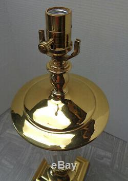 Vintage Signed Waterford Crystal & Brass Pompeii Table Lamp with Shade & Finial