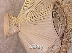 Vintage Silk Fabric Lamp Shade with Tassels for Figural Lamp No Makers Mark